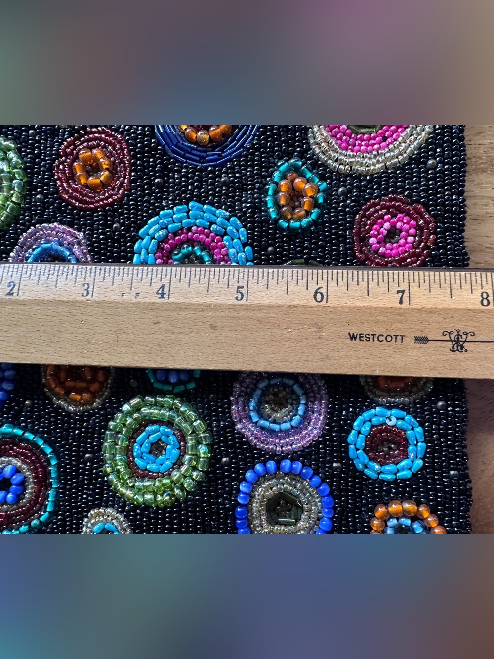 Beaded Black Crossbody Bag with Multicolor Circle Accents - Picture 9 of 9